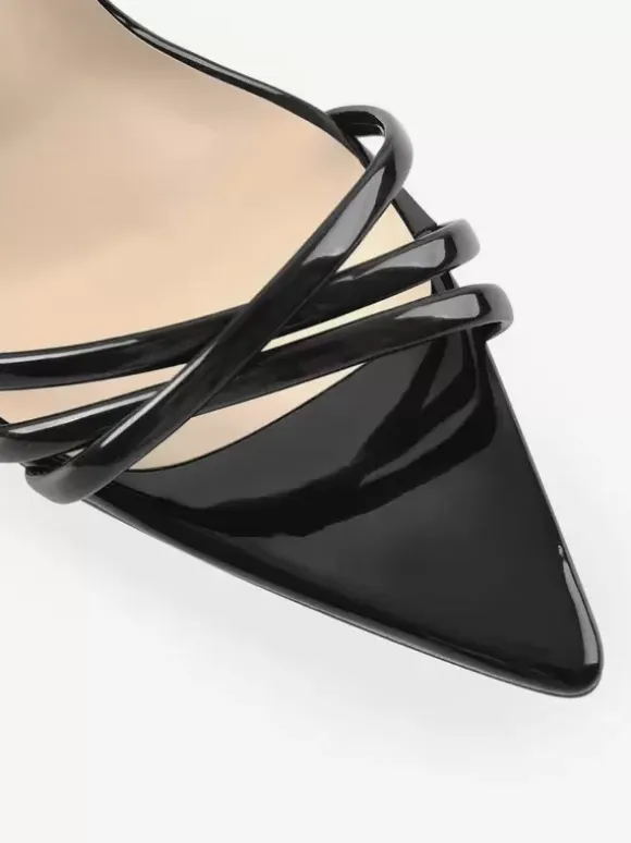 Black Lace Up Sandals High Heel Open Toe Dress Shoes