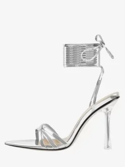 Black Lace Up Sandals High Heel Open Toe Dress Shoes