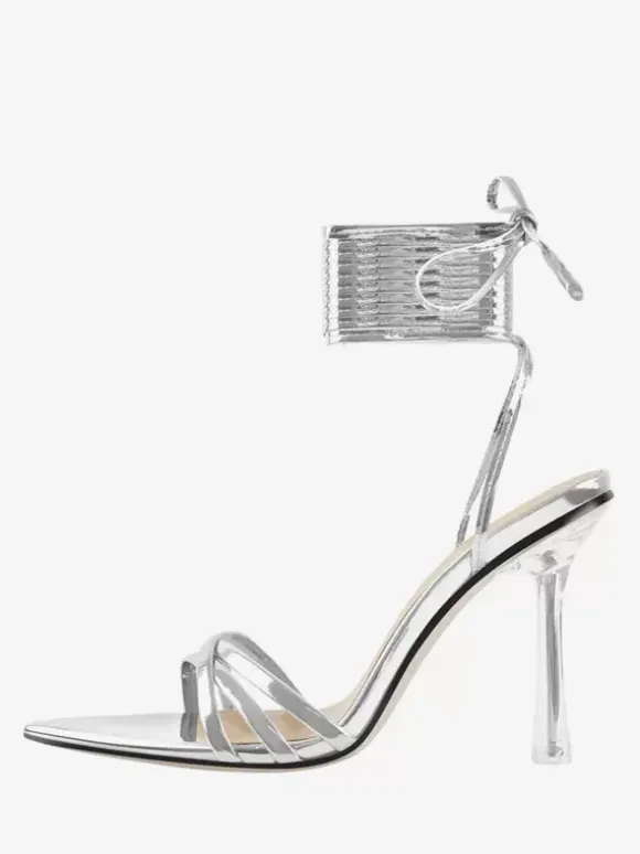 Black Lace Up Sandals High Heel Open Toe Dress Shoes