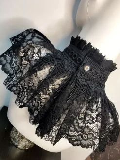Black Lolita Chocker Bows Lace Accessory Polyester Fiber Miscellaneous Lolita Accessories