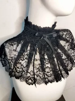 Black Lolita Chocker Bows Lace Accessory Polyester Fiber Miscellaneous Lolita Accessories