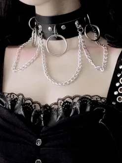 Black Lolita Metal Choker Metal Details Metallic Miscellaneous Lolita Accessories
