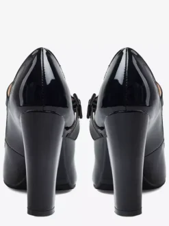 Black Mary Jane Shoes Round Toe Chunky Heel Pumps