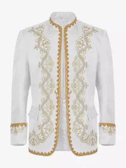 Black Men's Coat Vintage Steampunk Victorian Embroidery Long Sleeves Retro Coat