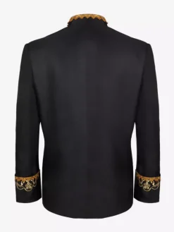 Black Men's Coat Vintage Steampunk Victorian Embroidery Long Sleeves Retro Coat