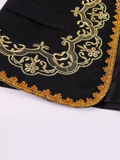 Black Men's Coat Vintage Steampunk Victorian Embroidery Long Sleeves Retro Coat