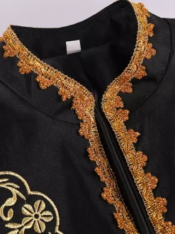 Black Men's Coat Vintage Steampunk Victorian Embroidery Long Sleeves Retro Coat