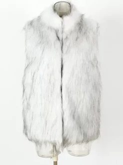 Black Men's Faux Fur Vest Winter Warm Sleeveless Jacket