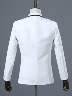 Black Men's Long Sleeves Retro Performance Costumes Burgundy