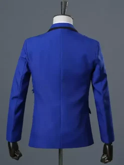 Black Men's Long Sleeves Retro Performance Costumes Burgundy