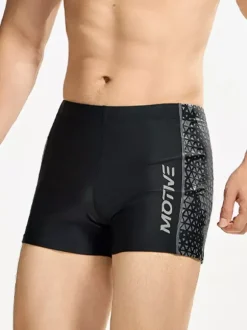 Black Men's Plus Size Swim Jammers Set Swimming Boxer Briefs