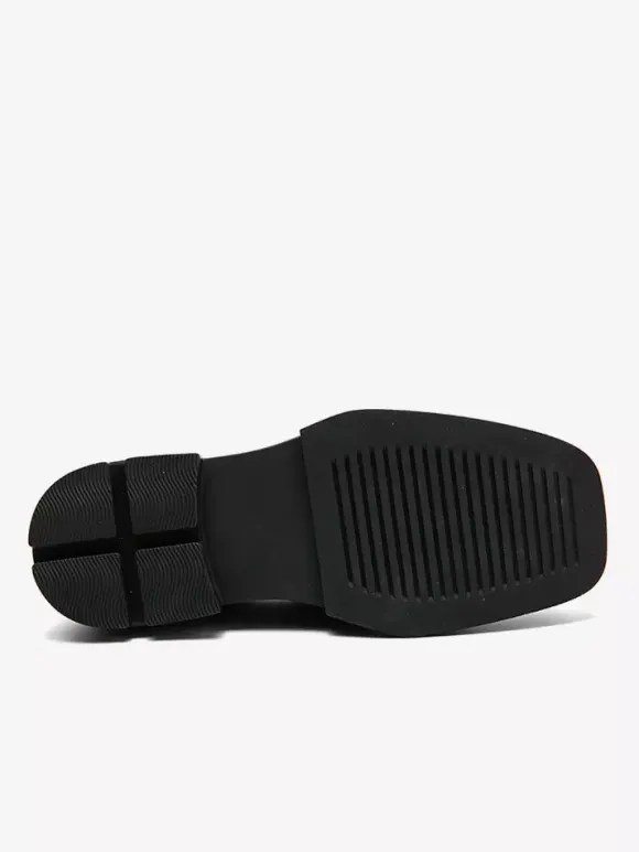 Black Men's Prom Shoes Round Toe Stone Pattern Metal Detail Dress Shoes