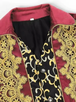 Black Men's Vintage Tailcoat Steampunk Embroidery Long Sleeves Retro Coat