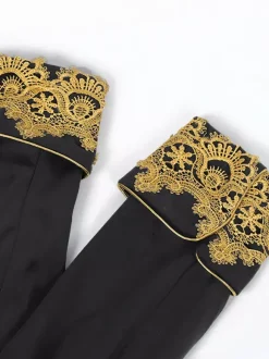 Black Men's Vintage Tailcoat Steampunk Embroidery Long Sleeves Retro Coat