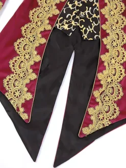 Black Men's Vintage Tailcoat Steampunk Embroidery Long Sleeves Retro Coat