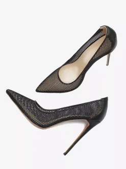 Black Mesh High Heels Pointed Toe Stiletto Heel Pumps
