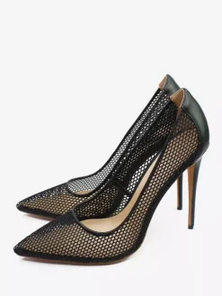 Black Mesh High Heels Pointed Toe Stiletto Heel Pumps