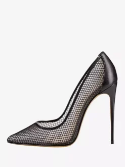 Black Mesh High Heels Pointed Toe Stiletto Heel Pumps