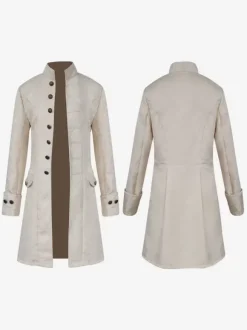 Black Midi Coat Vintage Top Euro-Style Floral Print Long Sleeves Polyester Fiber Overcoat Retro Costumes For Man Burgundy