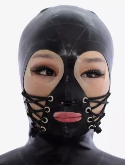 Black Open Eyes Bandage Latex Hoods