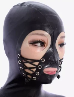 Black Open Eyes Bandage Latex Hoods