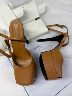 Black Platform Sandals Women's Peep Toe Ankle Strap Party Shoes