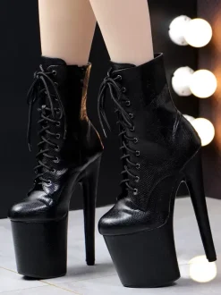 Black Platform Sexy Boot Stiletto Heel Pole Dancing Booties