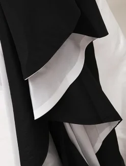 Black Prom Dresses 2026 Color Block Backless Fishtail Evening Gown Mermaid Ruffles Formal Dresses Free Customization