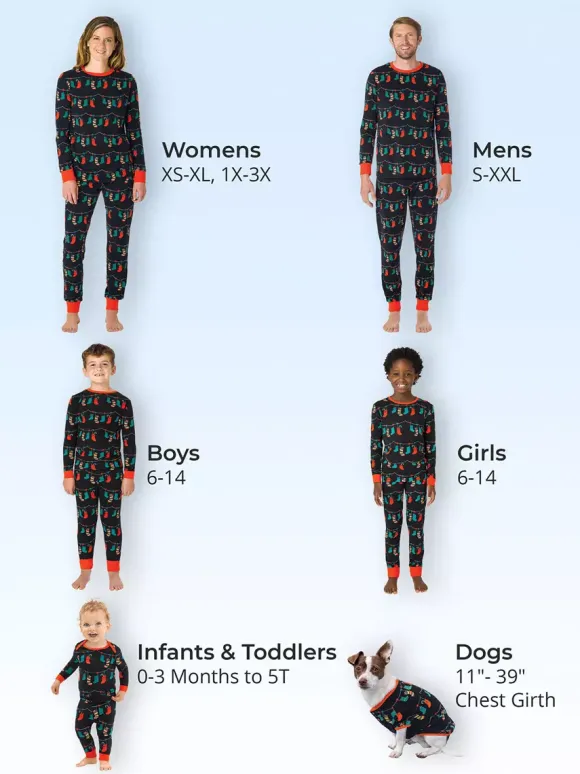 Black Red Christmas Stocking And Lights Print Family Pajamas Matching Set 2026