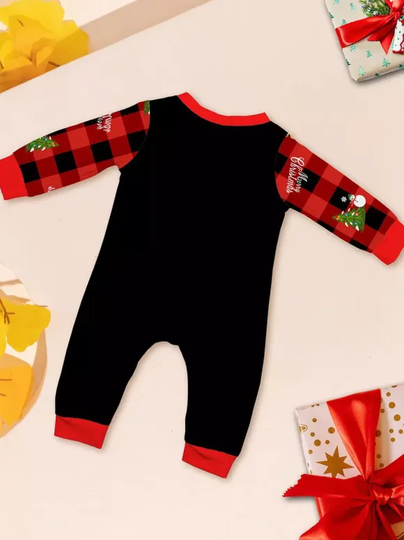 Black Red Plaid Family Christmas Pajamas Car Snowman Print 2026