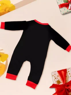 Black Red Santa Lights Print Family Christmas Pajamas Holiday Set 2026