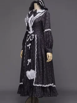 Black Retro Costumes Bows Marie Antoinette Costume Polyester Jacquard Hat Women's Retro Set 18th Century Costume