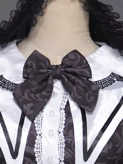 Black Retro Costumes Bows Marie Antoinette Costume Polyester Jacquard Hat Women's Retro Set 18th Century Costume