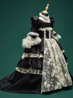 Black Retro Costumes Lace Polyester Choker Girl's Retro Tunic Marie Antoinette Costume Party Prom Dress