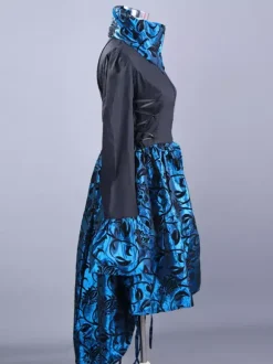 Black Retro Costumes Ruffles Polyester Floral Print Marie Antoinette Costume Top Women's Retro Set 18th Century Costume