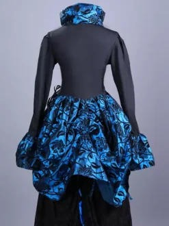 Black Retro Costumes Ruffles Polyester Floral Print Marie Antoinette Costume Top Women's Retro Set 18th Century Costume