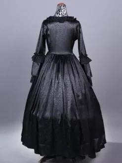 Black Retro Costumes Tiered Polyester Dress Women's Retro Marie Antoinette Costume Set Vintage Clothing