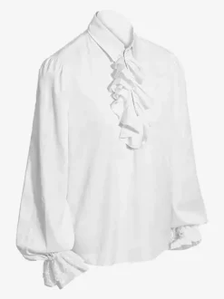 Black Retro Steampunk Shirt Cascading Ruffles Long Sleeves Vintage Blouses