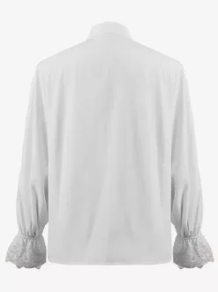 Black Retro Steampunk Shirt Cascading Ruffles Long Sleeves Vintage Blouses
