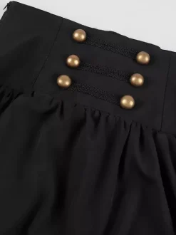 Black Retro Tudor Dress Costumes Lace Up Polyester Skirt Women's Retro Marie Antoinette Costume Skirt 18th Century Costume