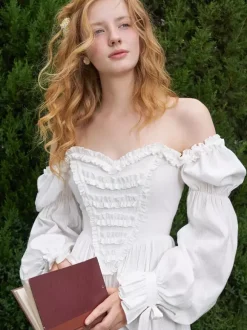 Black Retro Tudor Dress Costumes Women's Ruffles Tiered Cotton Blend Dress Marie Antoinette Costume Western Vintage Clothing