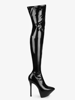 Black Sexy Boots Platform Pointed Toe High Heel Over The Knee Boots