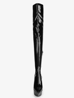 Black Sexy Boots Platform Pointed Toe High Heel Over The Knee Boots