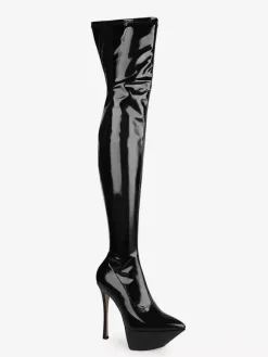 Black Sexy Boots Platform Pointed Toe High Heel Over The Knee Boots