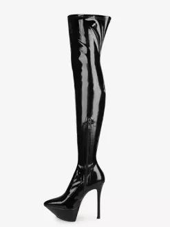 Black Sexy Boots Platform Pointed Toe High Heel Over The Knee Boots