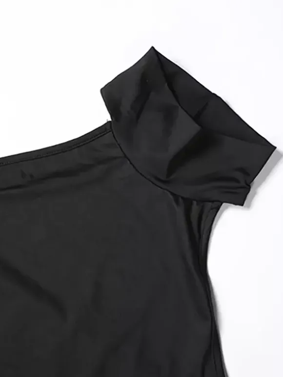 Black Sexy Club 2 Piece Set Women - High Neck Backless Bodysuit And Long Skirt - Summer Night Out 2026