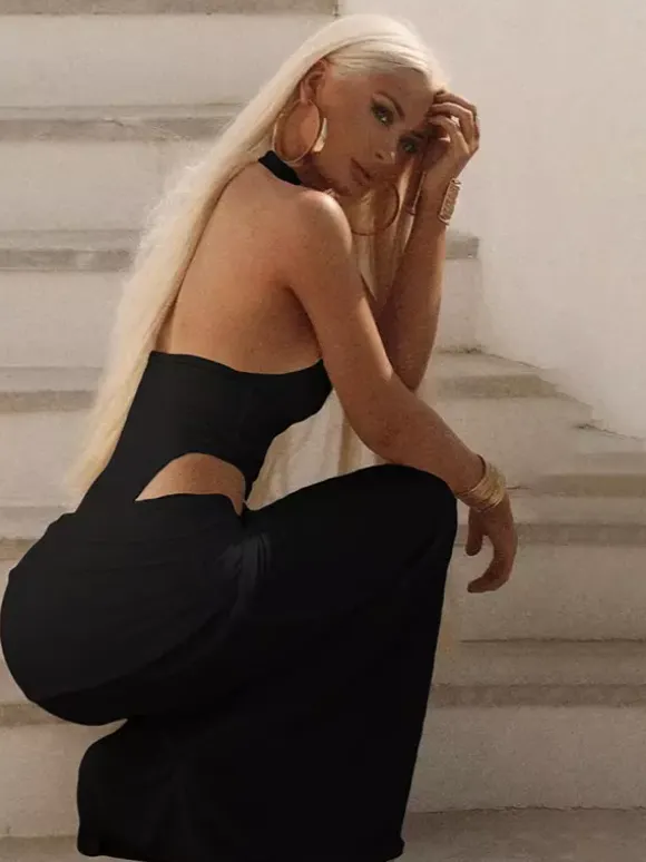 Black Sexy Club 2 Piece Set Women - High Neck Backless Bodysuit And Long Skirt - Summer Night Out 2026