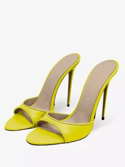 Black Sexy Mules High Heel Open Toe Snake Pattern Stiletto Heel Sandal Slides