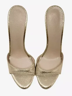 Black Sexy Mules High Heel Open Toe Snake Pattern Stiletto Heel Sandal Slides