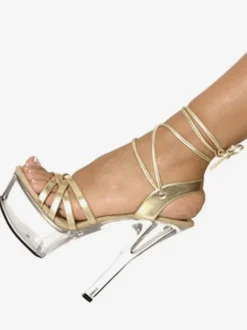 Black Sexy Sandals Women Platform Open Toe Lace Up High Heel Sexy Shoes